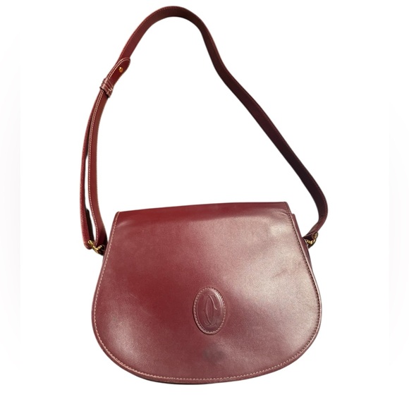 Cartier Burgundy Leather Shoulder Bag - Picture 1 of 9